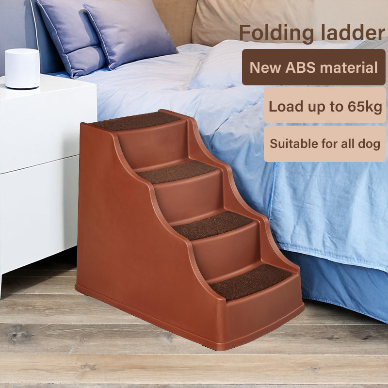 4 Step Non Slip Pet Stairs for Dogs and Cats, 24.41"X16.54"X20.08", Cocoa