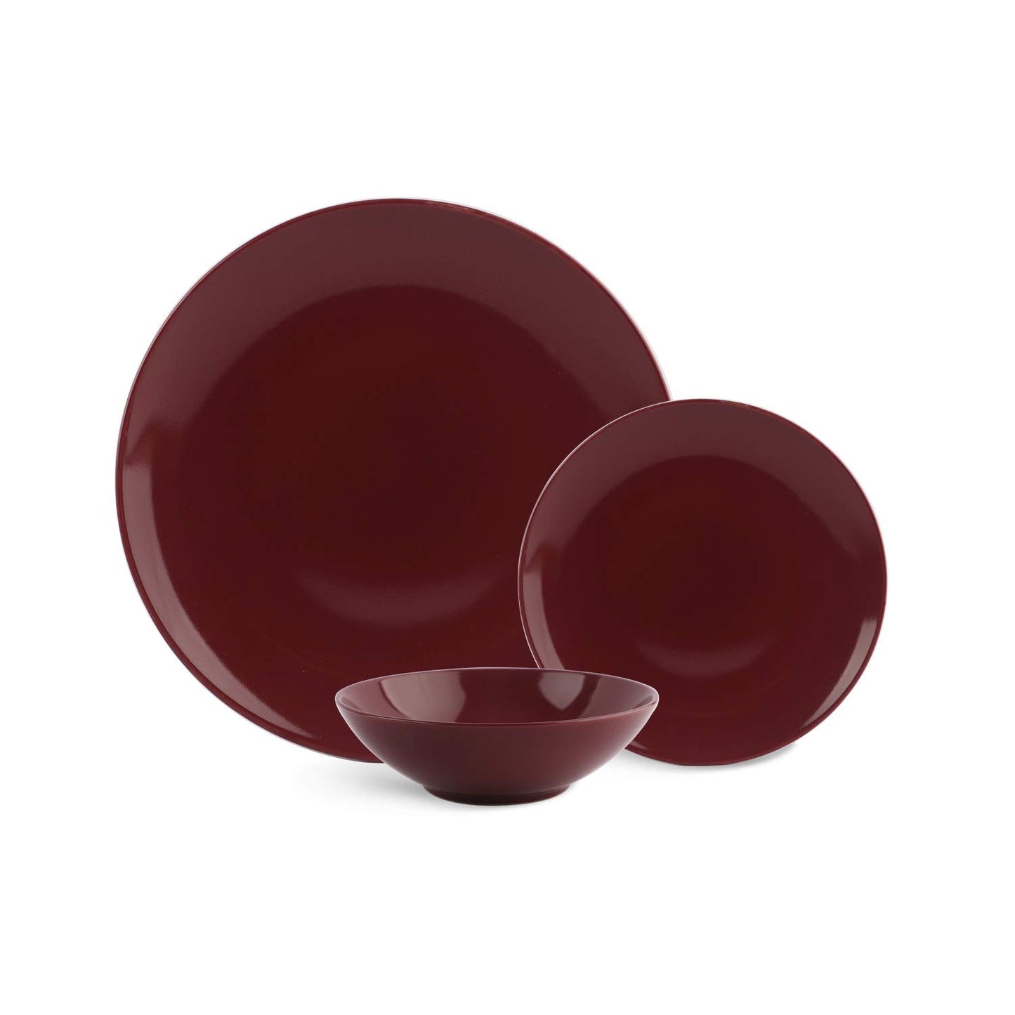 18-Piece Stoneware Dinnerware Set - Cranberry, Service for 6, Red