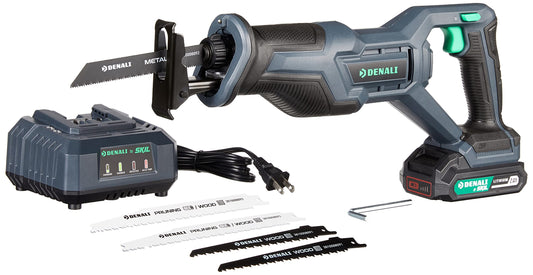 20V Cordless Reciprocating Saw Kit with 2.0Ah Lithium Battery and 2.4A Charger, Blue